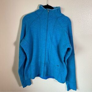 Mountain Hardwear Full-Zip Wool Sweater, Large, Blue, Cabincore, Gorpcore, EUC